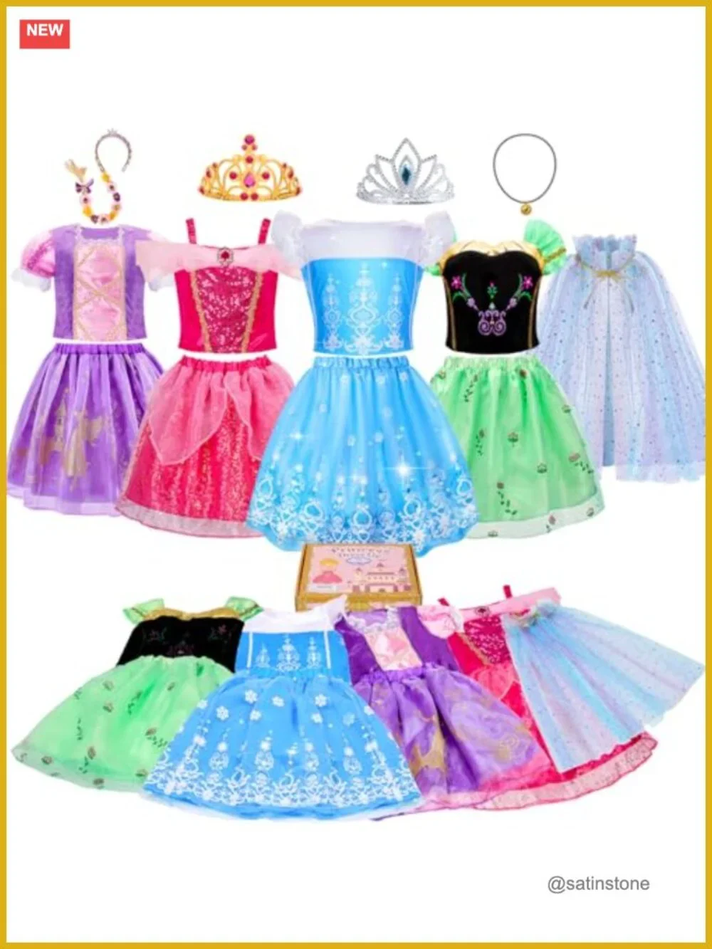 Princess Dress Up Trunk Set 16pcs Girls Costume Pretend Play 3-8Y